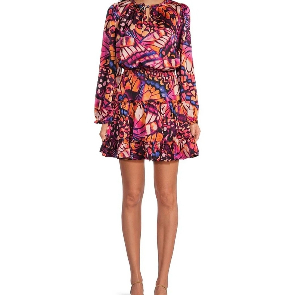 Skies Are Blue Abstract Print Long-Sleeve Dress | Size 1X - NWT